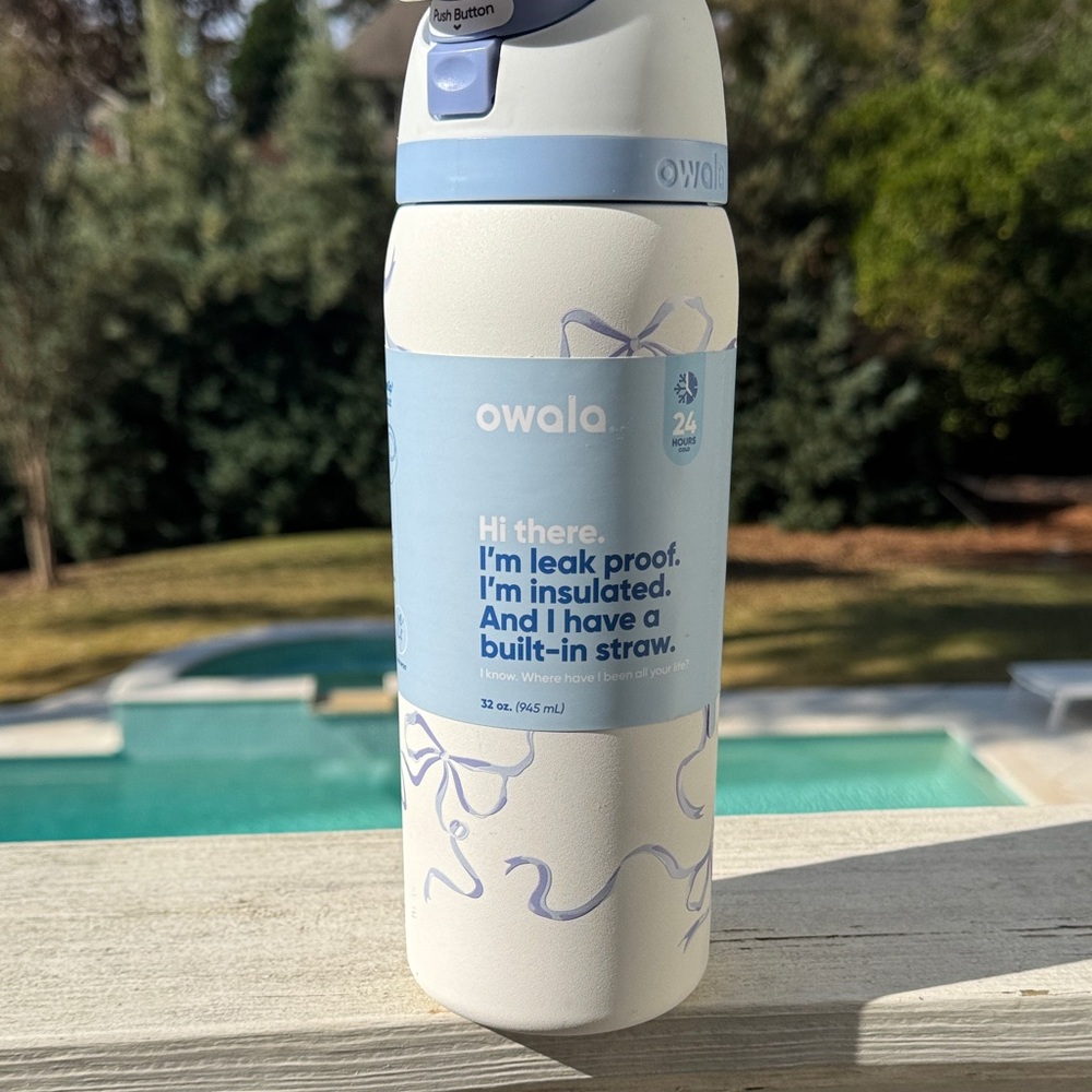 Owala White and Blue Insulated Water Bottle